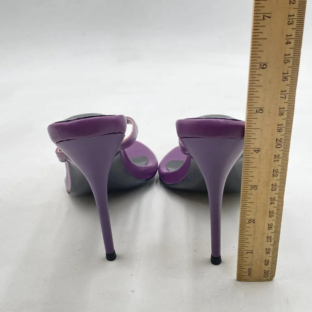 FSJ Purple Thong Flip Flops Stiletto High Heels Slip On Almond Toe Casual Sandal